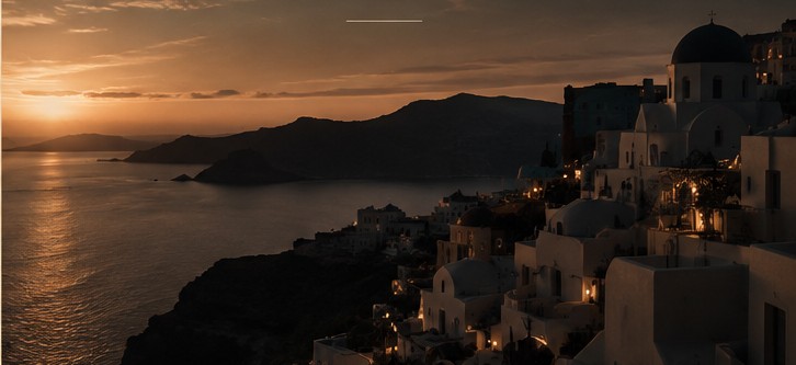 Coastal village at dusk